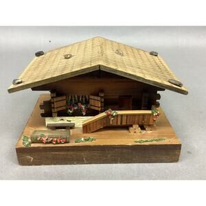 Antique German Swiss Chalet Wooden Cottage Music Box - Arrivederci Roma #190